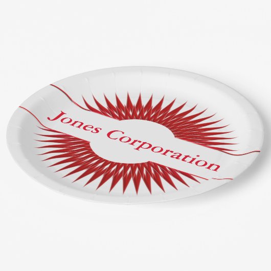 Assiettes En Carton Plaques en papier design rouge personnalisées (Angle)