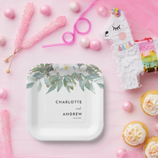 Assiettes En Carton Plaques en papier d'eucalyptus simples et élégante (Fête)