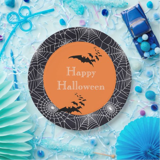 Assiettes En Carton Plaques en papier d'Halloween-Araignée Webs (Fête)