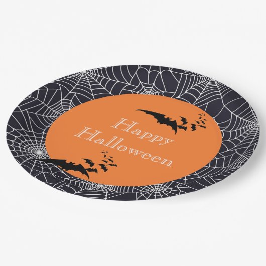 Assiettes En Carton Plaques en papier d'Halloween-Araignée Webs (Angle)