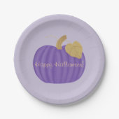 Assiettes En Carton Plaques en papier d'Halloween Citrouille violet (Devant)