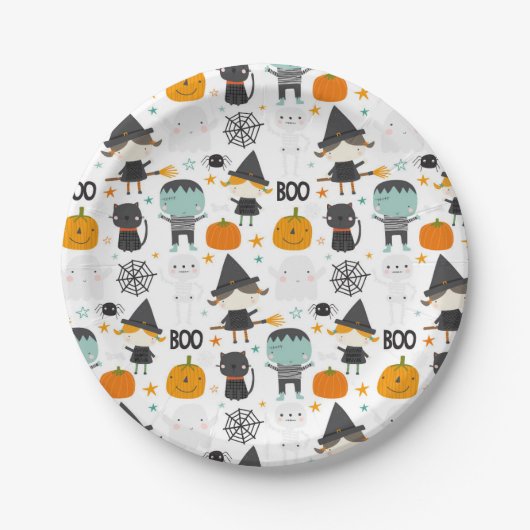 Assiettes En Carton Plaques en papier d'Halloween mignonnes (Devant)