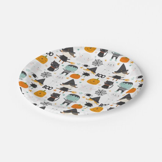 Assiettes En Carton Plaques en papier d'Halloween mignonnes (Angle)