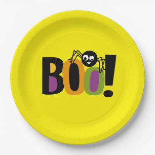 Assiettes En Carton Plaques en papier d'Halloween Spider BOO