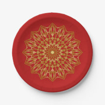 Plaques en papier d'inspiration arabe rouge et or