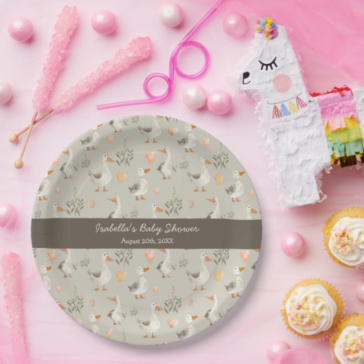 Assiettes En Carton Plaques en papier d'oie d'aquarelle mignonne (Fête)