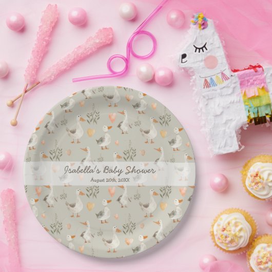 Assiettes En Carton Plaques en papier d'oie d'aquarelle mignonne (Fête)