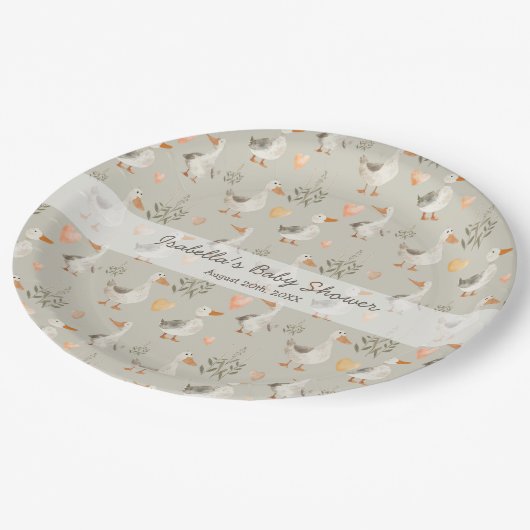 Assiettes En Carton Plaques en papier d'oie d'aquarelle mignonne (Angle)