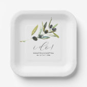 Assiettes En Carton Plaques en papier d'olive minimes Végétation botan (Recto)