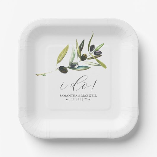 Assiettes En Carton Plaques en papier d'olive minimes Végétation botan (Recto)