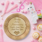Assiettes En Carton Plaques en papier du 50e anniversaire d'or personn (Fête)