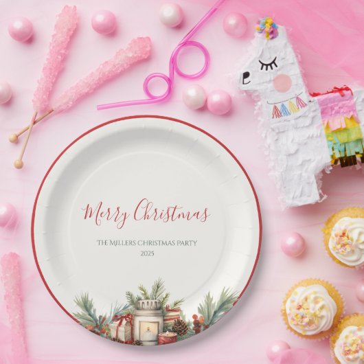 Assiettes En Carton Plaques en papier élégantes de Noël classiques (Fête)