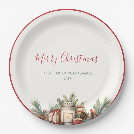 Assiettes En Carton Plaques en papier élégantes de Noël classiques (Devant)