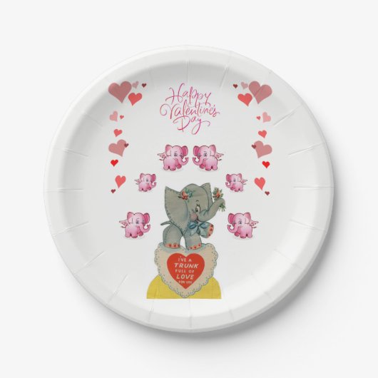 Assiettes En Carton Plaques en papier Eléphant de Saint Valentin (Devant)