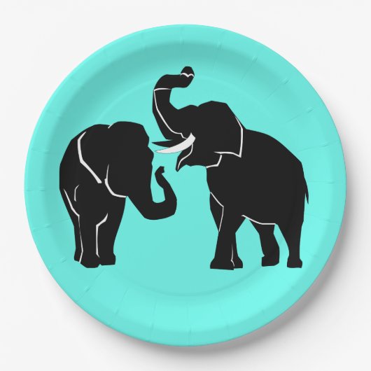 Assiettes En Carton Plaques en papier éléphant - personnalisables (Devant)
