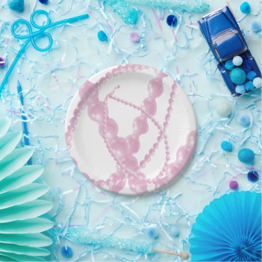 Assiettes En Carton Plaques en papier Fancy Perles Roses (Fête)