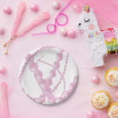 Assiettes En Carton Plaques en papier Fancy Perles Roses (Fête)