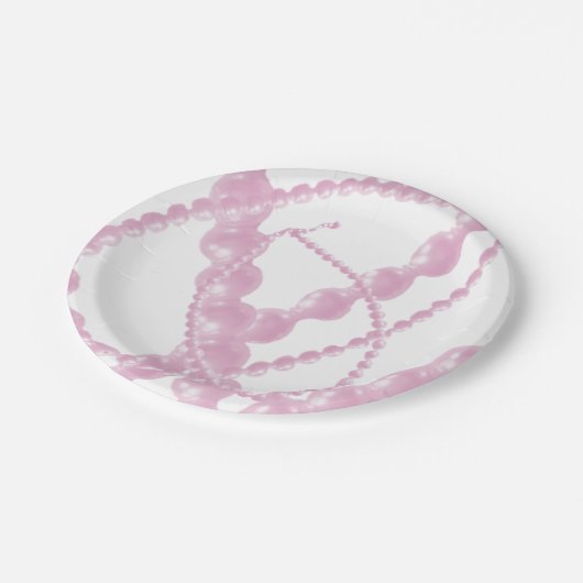 Assiettes En Carton Plaques en papier Fancy Perles Roses (Angle)