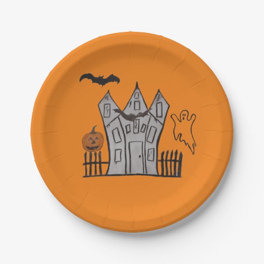 Assiettes En Carton Plaques en papier festif d'Halloween (Devant)