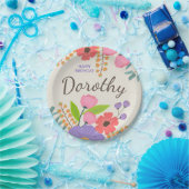 Assiettes En Carton Plaques en papier Fleur sauvage fantaisie avec nom (Fête)