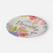 Assiettes En Carton Plaques en papier Fleur sauvage fantaisie avec nom (Angle)