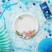 Assiettes En Carton Plaques en papier, Fleurs florales papillons (Fête)