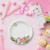 Assiettes En Carton Plaques en papier, Fleurs florales papillons (Fête)