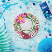 Assiettes En Carton Plaques en papier, fleurs roses (Fête)