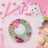 Assiettes En Carton Plaques en papier, fleurs roses (Fête)