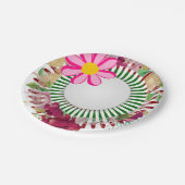 Assiettes En Carton Plaques en papier, fleurs roses (Angle)