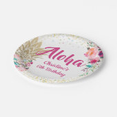 Assiettes En Carton Plaques en papier floral à ananas rose tropicale (Angle)