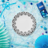 Assiettes En Carton Plaques en papier, Floral noir (Fête)