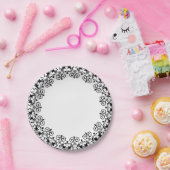 Assiettes En Carton Plaques en papier, Floral noir (Fête)