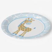 Assiettes En Carton Plaques en papier Giraffé bleu (Angle)