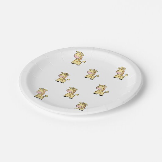 Assiettes En Carton Plaques en papier Giraffé jaune (Angle)