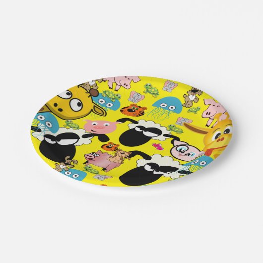 Assiettes En Carton Plaques en papier, Giraffe Porcs Eléphant Kitten C (Angle)