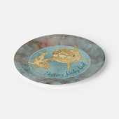 Assiettes En Carton Plaques en papier "Gold Dolphin Baby & maman" (Angle)