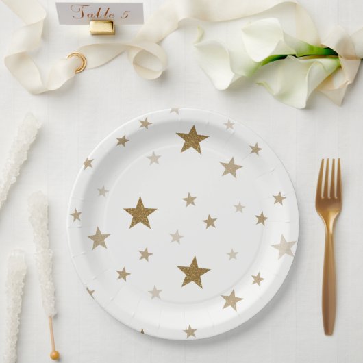 Assiettes En Carton Plaques en papier Gold Stars (Mariage)