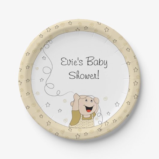 Assiettes En Carton Plaques en papier "Gold Stars Baby" (Devant)