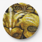 Assiettes En Carton Plaques en papier Golden Mardi Gras Masques (Devant)