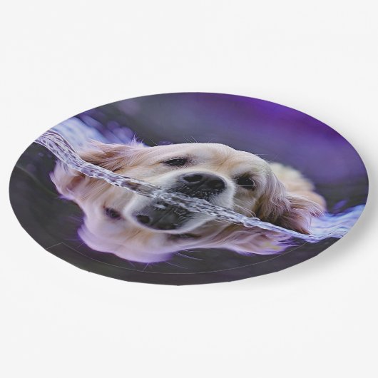 Assiettes En Carton Plaques en papier Golden Retriever (Angle)
