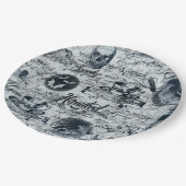 Assiettes En Carton Plaques en papier Halloween blanc et noir (Angle)