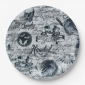 Assiettes En Carton Plaques en papier Halloween blanc et noir (Devant)