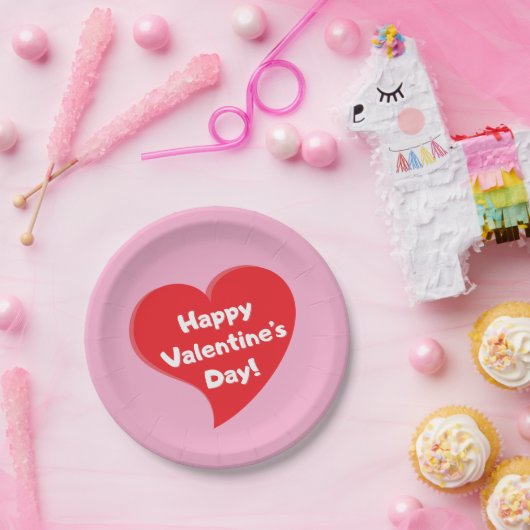 Assiettes En Carton Plaques en papier Heureuse Sainte-Valentin Red Hea (Fête)