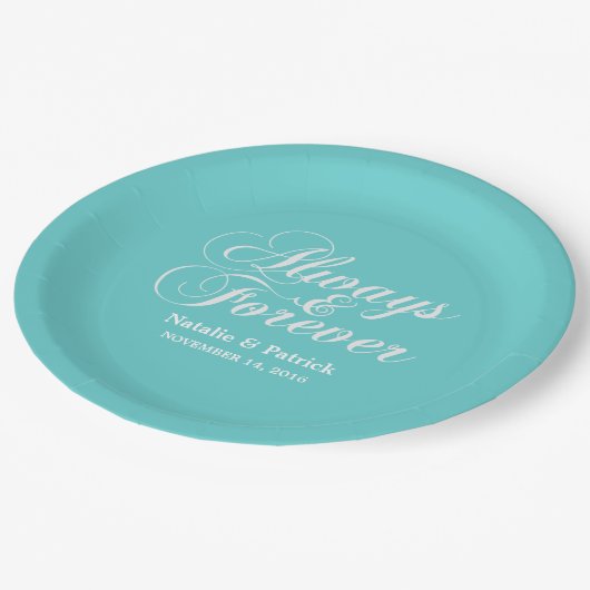 Assiettes En Carton Plaques en papier ivoire et pour toujours Mariage (Angle)