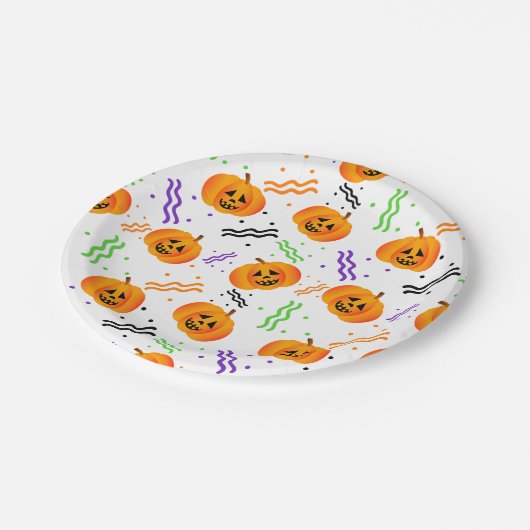 Assiettes En Carton Plaques en papier Jack-O'-Lantern (Angle)