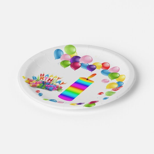 Assiettes En Carton Plaques en papier, joyeuse bougie d'anniversaire (Angle)