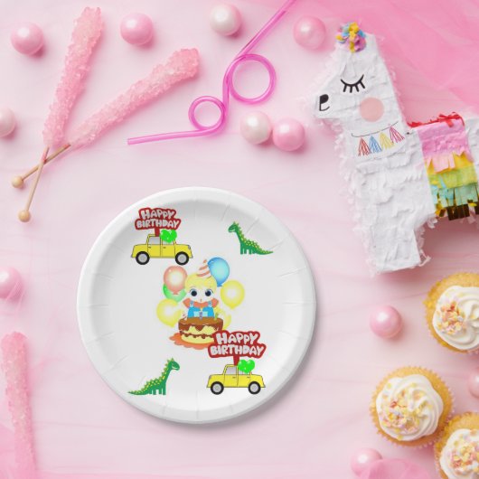 Assiettes En Carton Plaques en papier, joyeux alligator d'anniversaire (Fête)