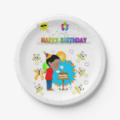Assiettes En Carton Plaques en papier, Joyeux Anniversaire Africain Bo (Devant)