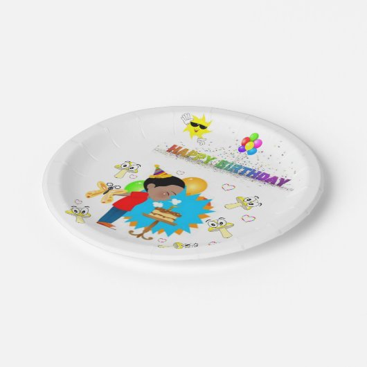 Assiettes En Carton Plaques en papier, Joyeux Anniversaire Africain Bo (Angle)